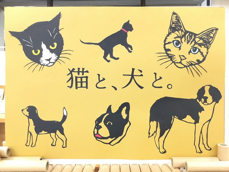 「猫と、犬と。」の展示の写真