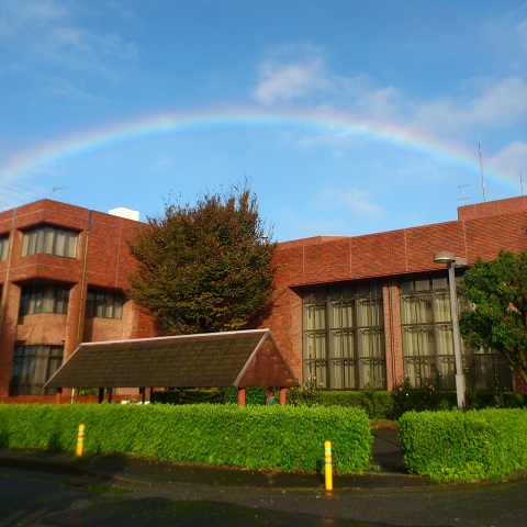 図書館上空の虹
